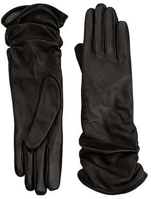 Saks Fifth Avenue Ruched Leather Gloves