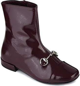 Gucci Patent leather horsebit detail boots
