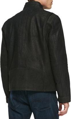 Andrew Marc New York 713 Andrew Marc Distressed Leather Jacket, Navy