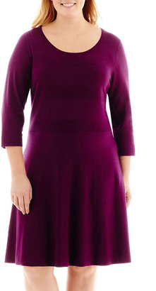 Design History Worthington Long-Sleeve Fit-and-Flare Sweater Dress - Plus