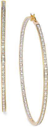 Townsend Victoria Diamond Accent In-and-Out Hoop Earrings in Sterling Silver or 18k Gold over Sterling Silver