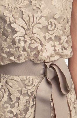 Tadashi Shoji Lace Overlay Ribbon Dress