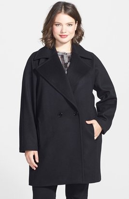 Kristen Blake Double Breasted Lambswool Blend Coat (Plus Size)