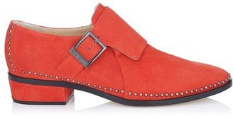 Jimmy Choo Waffle Flame Suede Monk Strap Loafers