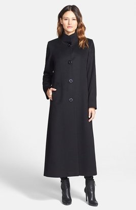 Fleurette Stand Collar Long Cashmere Coat