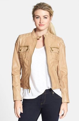 MICHAEL Michael Kors Front Zip Leather Moto Jacket