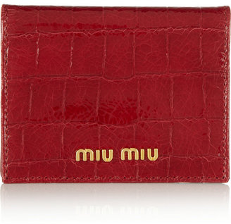 Miu Miu Croc-effect glossed-leather cardholder