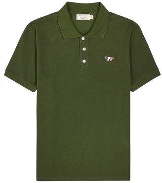 MAISON KITSUNÉ Dark Green Pique Cotton Polo Shirt