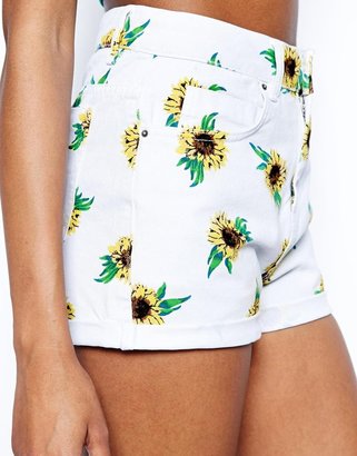 ASOS TALL Sunflower Print Mom Shorts