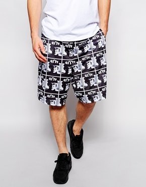 Boy London Shorts in Mesh with Andy Warhol Repeat Print - Black