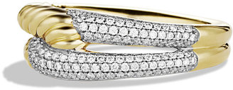 David Yurman Labyrinth Single-Loop Ring with Diamonds in Gold