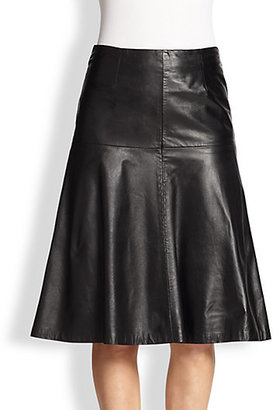 Milly Celine Leather Bell Skirt