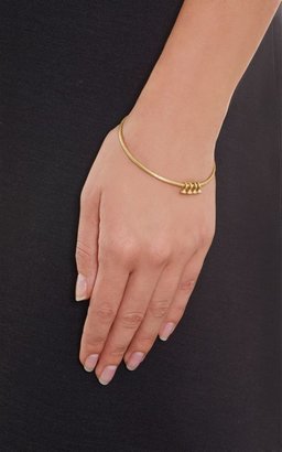 Malcolm Betts Hammered Gold Bangle with Diamond Ring Charms-Colorless