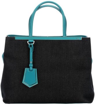 Fendi lake and navy twill '2Jours' convertible top handle tote