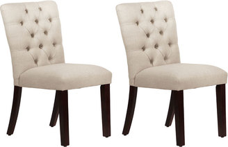 Skyline Furniture Kim Talc Linen Tufted Side Chairs, Pair