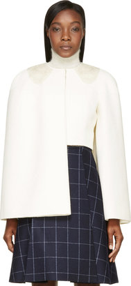 Thom Browne Cream & Gold Bouclé Tweed Embroidered Cape Jacket