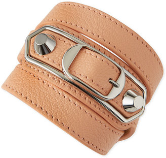 Balenciaga Classic Leather Wrap Bracelet, Pink