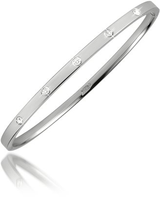 Zable Cubic Zirconia and Stainless Steel Hinged Bangle Bracelet