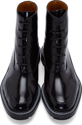 Jil Sander Black Semigloss Leather Combat Boots