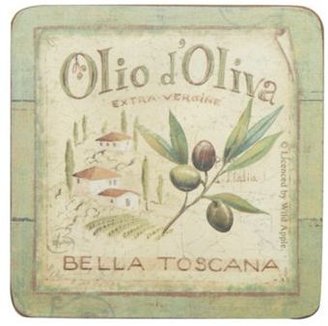 Creative Tops Set of six 'Olive Oil' slogan motif square coasters