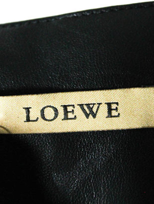 Loewe NWT Black Leather Flat Front Side Slit Mid Calf Pencil Skirt Sz 38 $3100