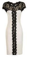 Dorothy Perkins Womens Paper Dolls Tall Cream And Black Lace Dress- White