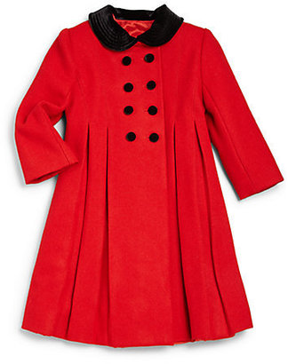 Toddler's & Little Girl's Pleated Wool Dress Coat