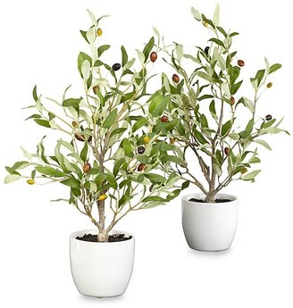 Nearly Natural 18" Olive Silk Tree With Vase (Set Of 2) Green