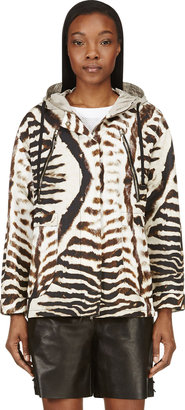 Moncler Gamme Rouge Beige & Black Tiger Print Hooded Jacket