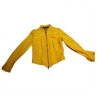Dolce & Gabbana Yellow Leather Biker jacket