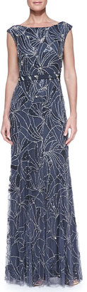 Jenny Packham Boat-Neck Comet-Beaded Gown, Galaxy