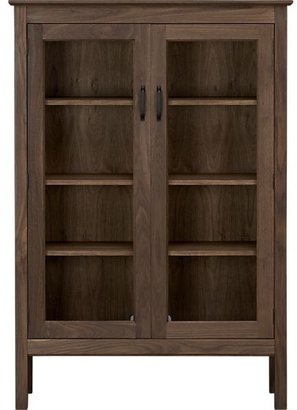 Crate & Barrel Ainsworth Walnut 40" Two-Door Cabinet with Glass Doors