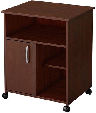 South Shore Furniture Fiesta 23.5 in. W Microwave Kitchen Cart with Storage on Wheels in Royal Cherry