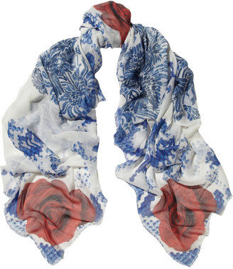 Athena Procopiou La Broderie de Fleurs printed modal-blend scarf