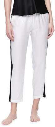 Josie Striped Silk Pants, Black/Warm White