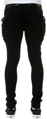 Square Zero Stretchable Heavy Twill Long Pants with Big Cargo Pocket & Quilted Knee Faux Leather Trim