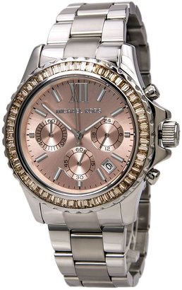 Michael Kors Women's Everest MK5870 Silver Stainless-Steel Quartz Watch with Rose-Gold Dial