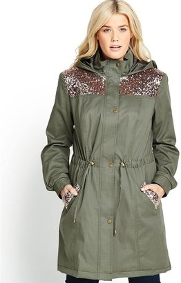 So Fabulous! So Fabulous Sequin Trim Parka (Available in sizes 14-28)