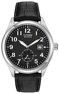Citizen BV1060-07E Men's Eco-Drive Leather Strap Watch, Black