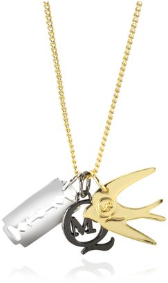 McQ Gold Tone Metal Charm Necklace