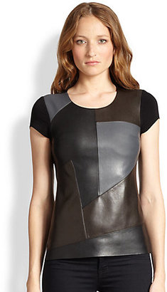 Bailey 44 Cobblestone Faux Leather & Stretch Jersey Tee