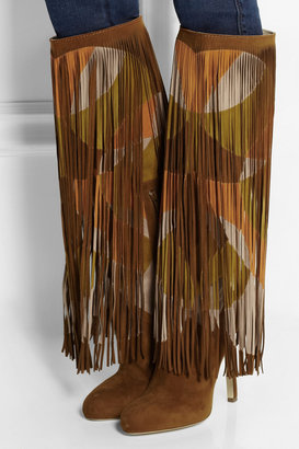 Brian Atwood Lindy fringed suede knee boots