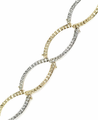 Macy's 14k Gold and White Gold Bracelet, Diamond Accent Oval Link Bracelet