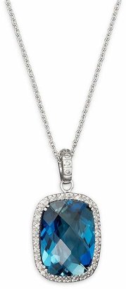 Bloomingdale's London Blue Topaz Cushion and Diamond Necklace in 14K White Gold, 16" - 100% Exclusive