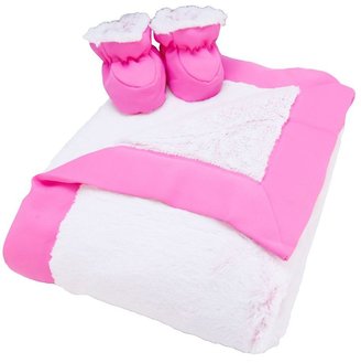 Trend Lab Peek-A-Boo Blanket & Reversible Booties Set - Pink