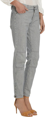 Nili Lotan Railroad-Stripe Ankle-Zip Jeans