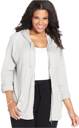 Style&Co. Plus Size Thermal-Knit Zip-Front Hoodie