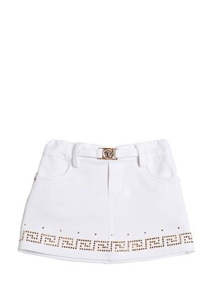 Versace Studded Stretch Cotton Jersey Skirt