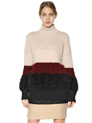 Veronique Branquinho Feathered Mohair Wool Turtleneck Sweater