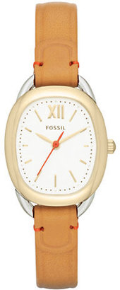 Fossil Sculptor Three Hand Leather Watch-BROWN-One Size